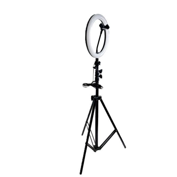 Lampa circulara profesionala, klausstech, 14 inch, cu trepied, led, usor de folosit, usor de instalat, lumina puternica, destinat pentru fotografii profesionale, negru